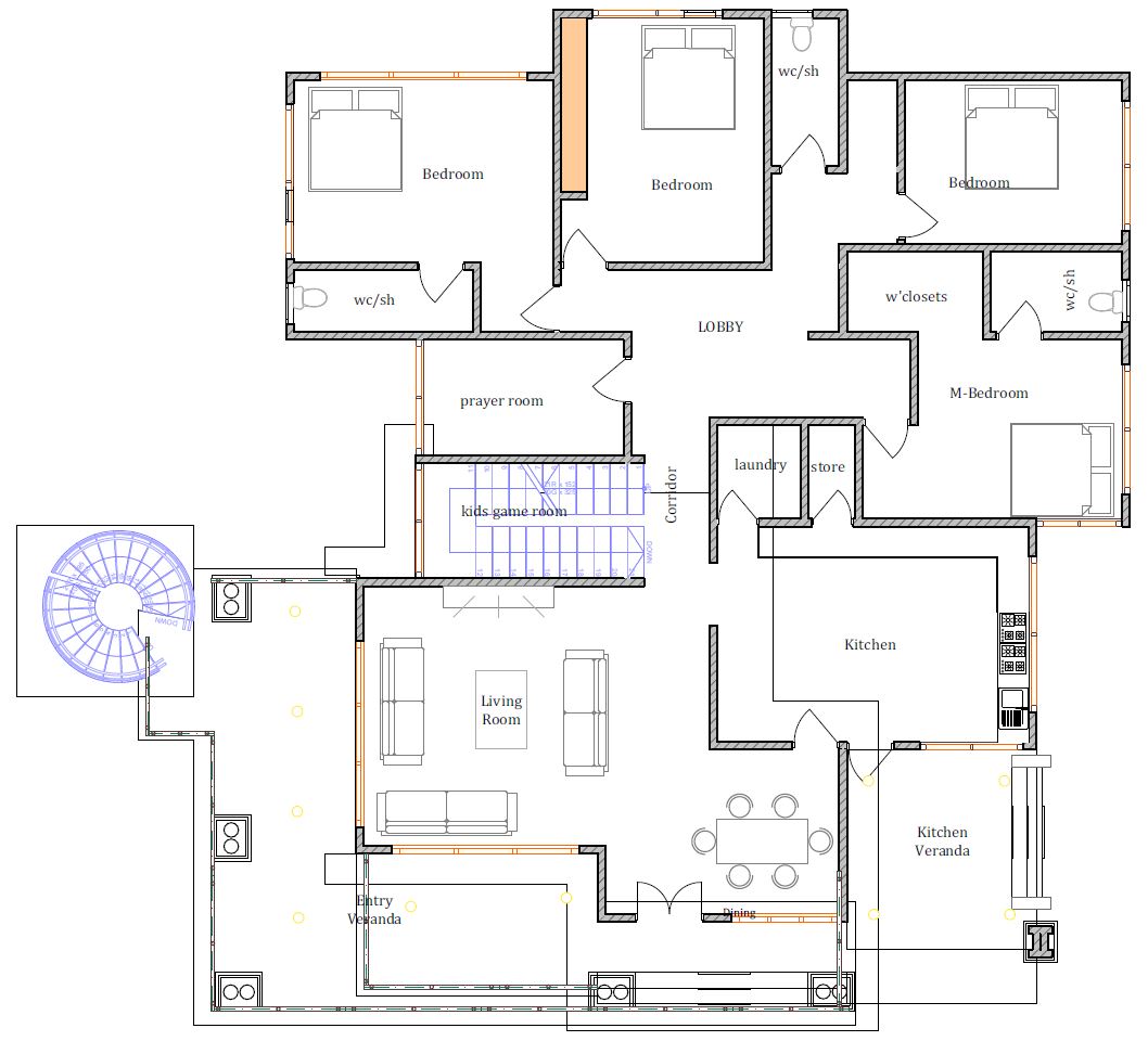 House Plan ID-21702, 5 bedrooms, 9772+3682 bricks and 202 corrugated | Makazi Designs