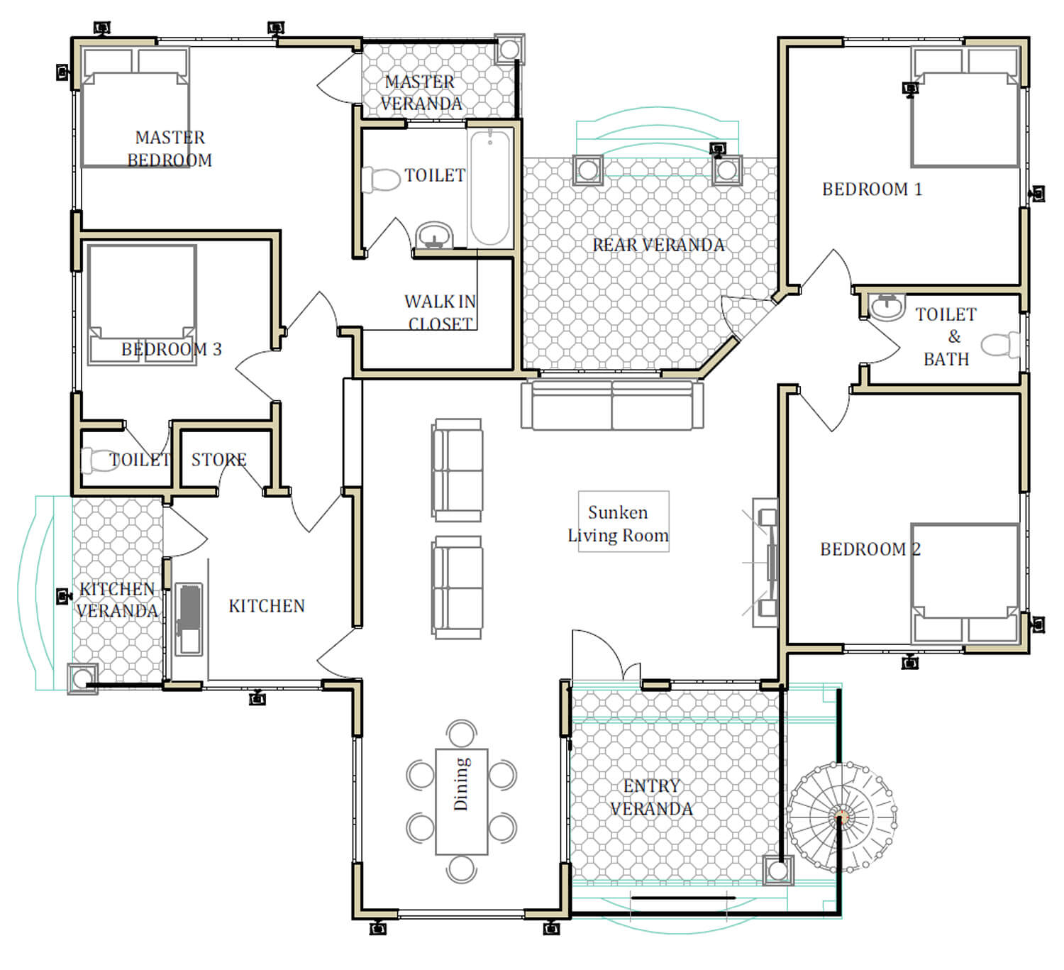 House Plan ID-19368, 4 bedrooms, 3455+1718 bricks and 133 corrugated | {site_name} | {site_tagline}