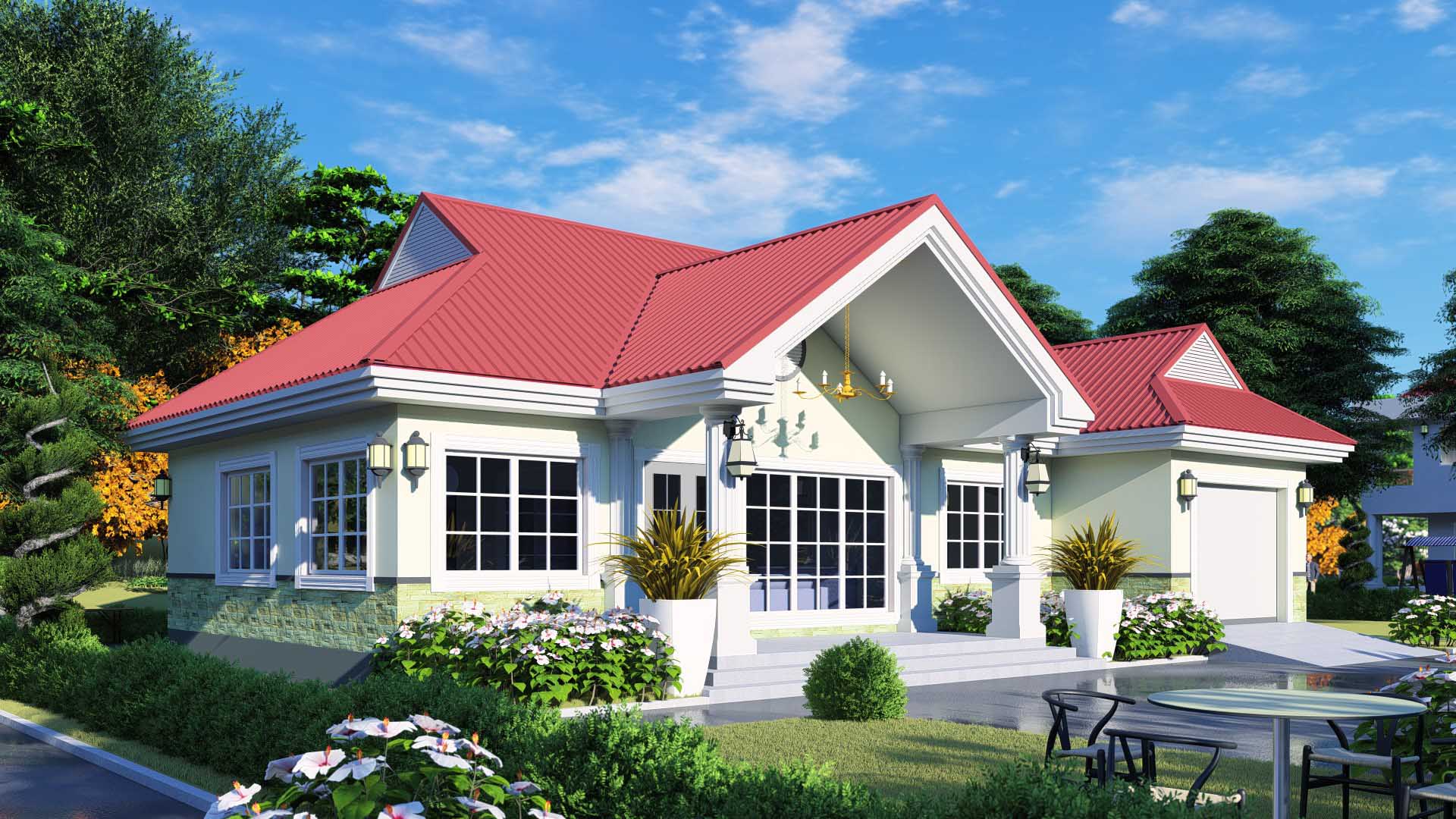 House Plan ID-8087, 3 bedrooms, 2457+1426 bricks and 126 corrugated | System 360