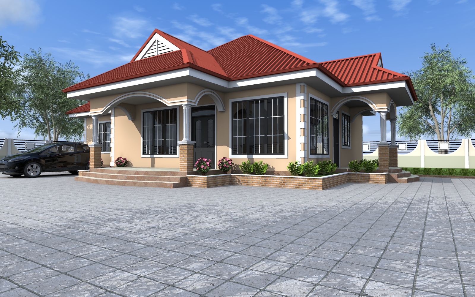 House Plan ID-17725, 3 bedrooms, 2596+1291 bricks and 100 corrugated | System 360